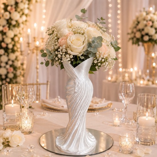 Vază Decorativă Mireasă Siluetă Artistică pentru Aranjamente Florale – 20 cm